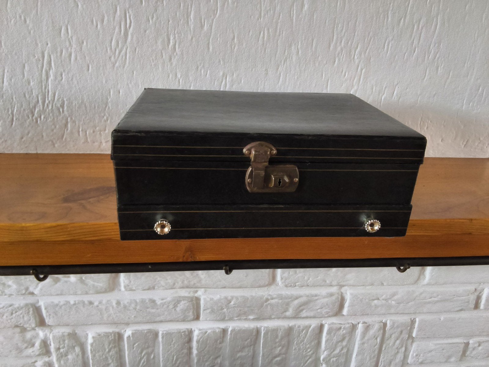 Vintage Zwart Sieradenkistje met Lade en Slot, Ophalen of Verzenden