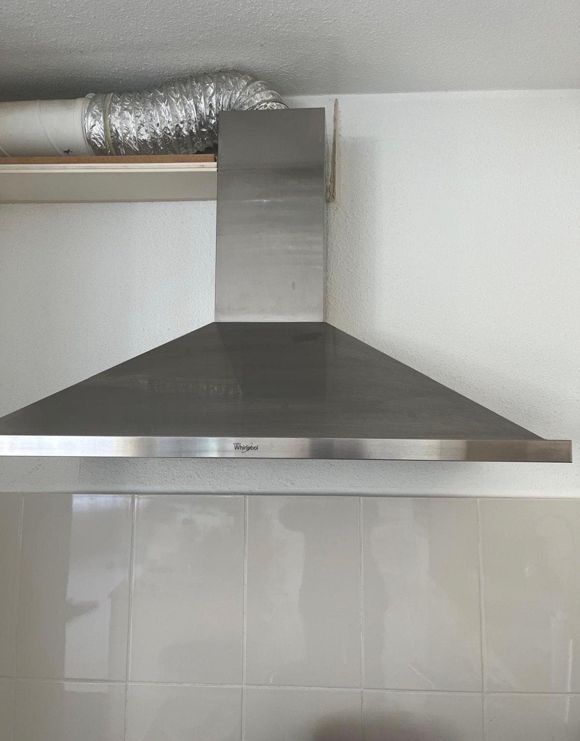 Whirlpool AKR 916 IX RVS Afzuigkap - Wandmodel, Ophalen, Gebruikt, Wandschouwkap, Vrijstaand