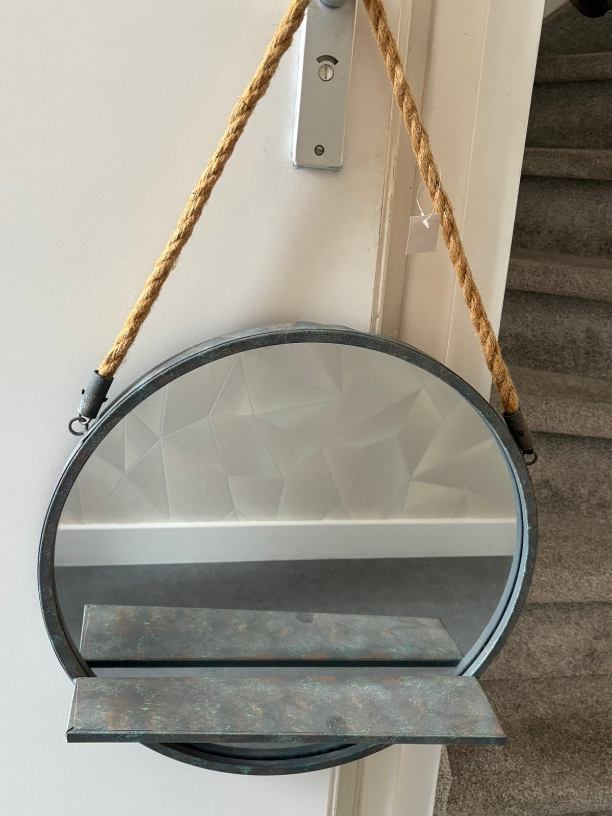 Spiegel met touw (dia 45cm), Ophalen, Minder dan 50 cm, Rond, Zo goed als nieuw