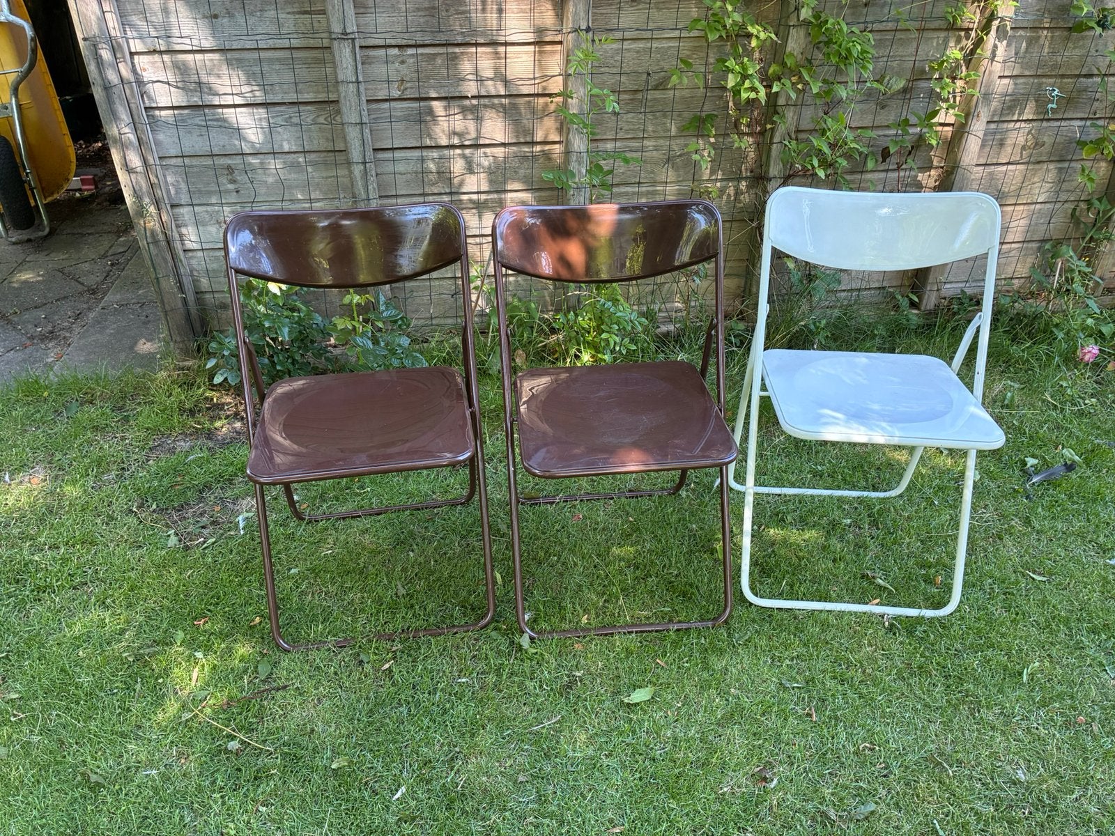 3 vintage ikea klapstoelen, Ophalen, Gebruikt, Wit, Twee