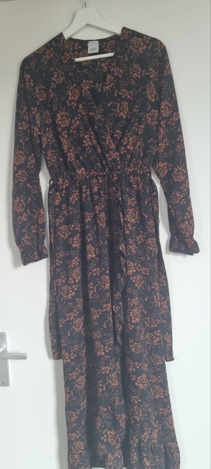 FOS Amsterdam Jurk met bloemenprint, Kleding | Dames, Bruin, Maat 42/44 (L), FOS Amsterdam, Ophalen of Verzenden