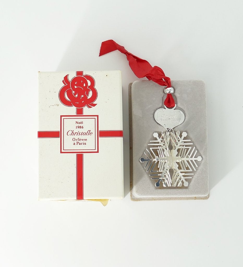 Christofle 1986 "Sneeuwvlok" Kerstornament met lint, Antiek en Kunst, Antiek | Goud en Zilver, Ophalen of Verzenden, Zilver