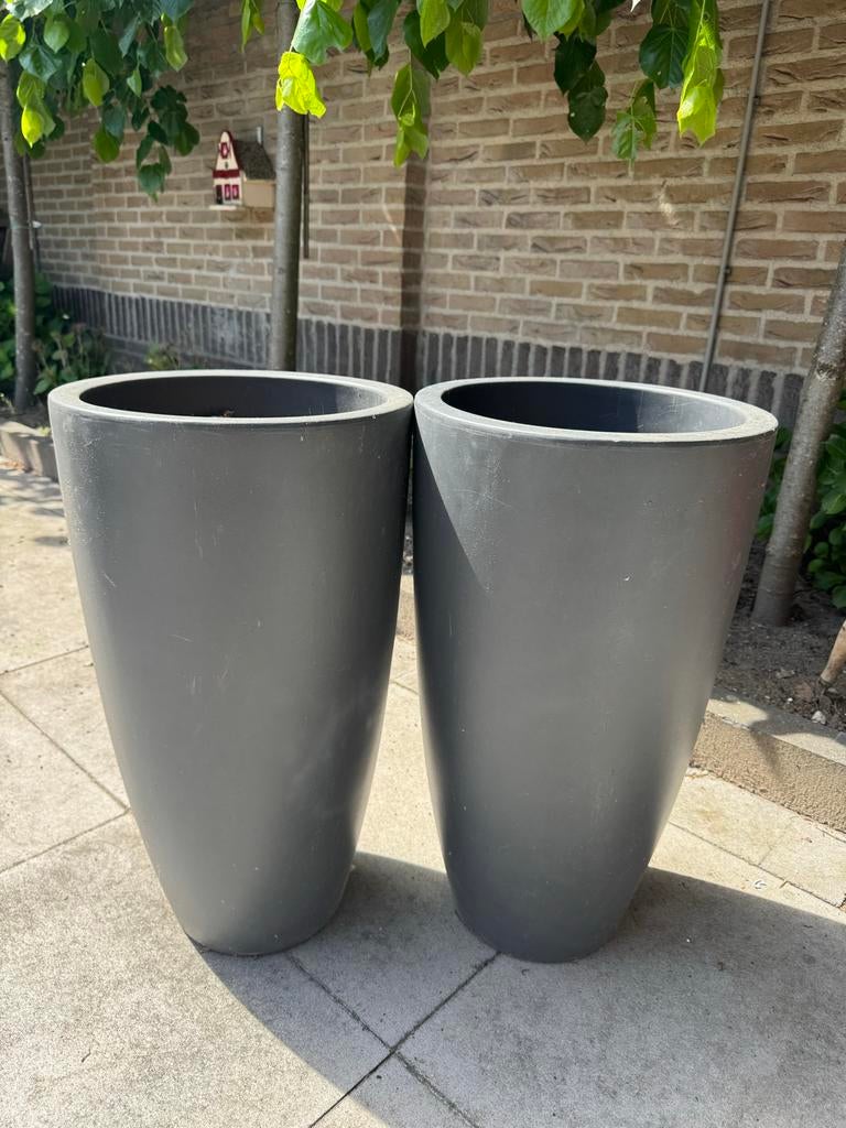 Elho bloembakken - Set van 2 grijze plantenbakken, Ophalen, Kunststof, Balkon, Minder dan 60 cm
