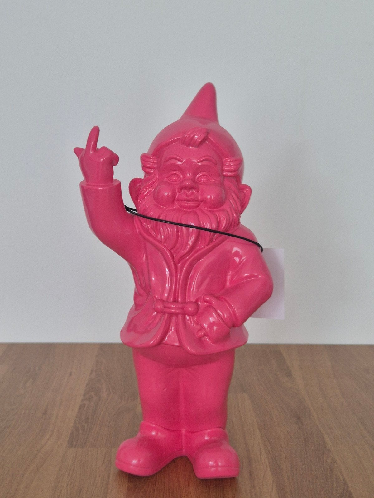 Roze Tuinkabouter 'Fuck You' - Polyester, 33cm, Kunststof, Tuinkabouter, Onbekend, Nieuw