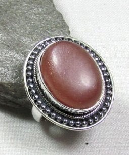 Zonnesteen ring 100% natuurlijk zilver 925 zeldzaam, Sieraden, Tassen en Uiterlijk, Ophalen, Zo goed als nieuw, 17 tot 18, Met edelsteen