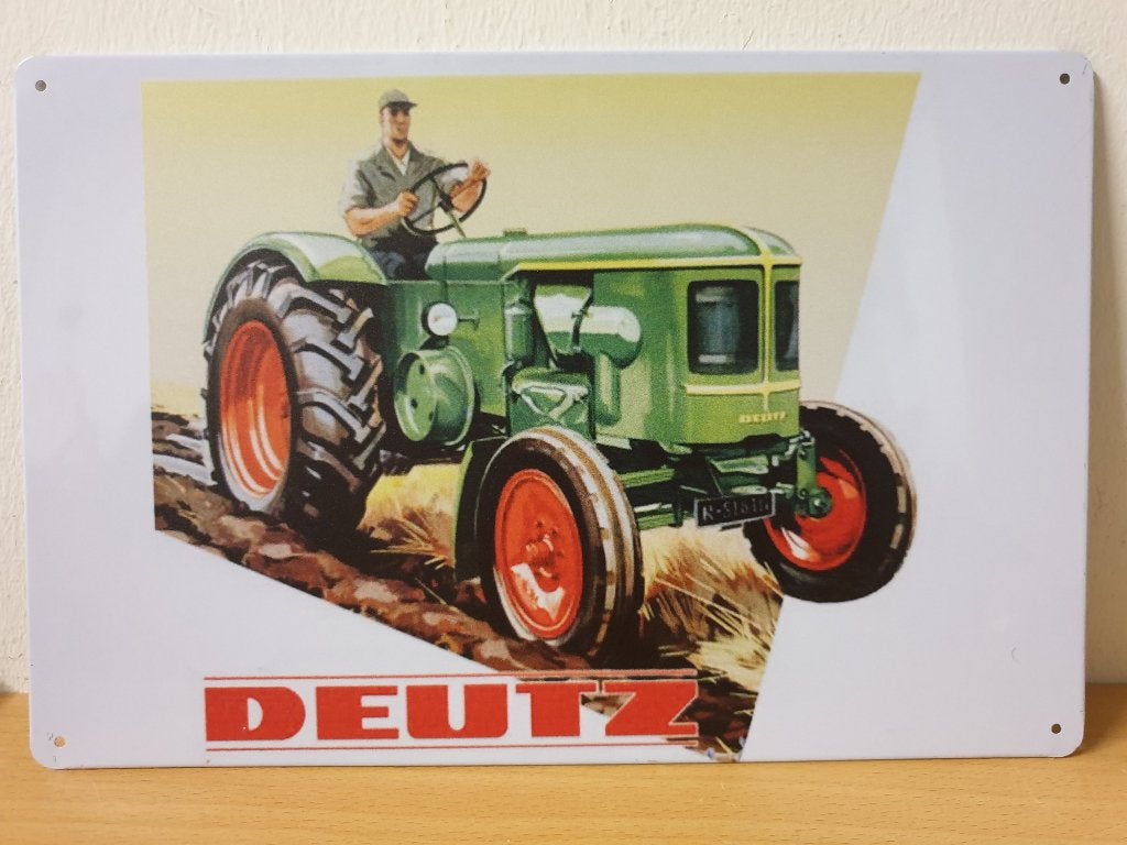 Deutz tractor op het land reclamebord van metaal wandbord, Verzamelen, Merken en Reclamevoorwerpen, Reclamebord, Info@deconoord.nl