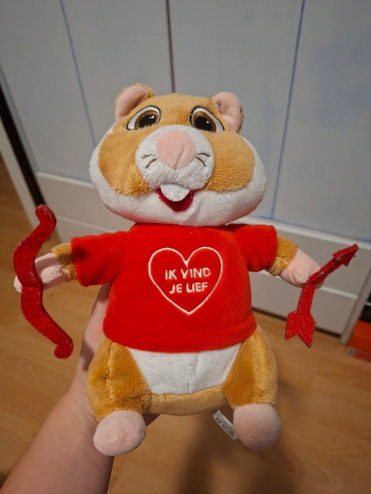 Valentijn Hamster Knuffel - Ik Vind Je Lief, Overige merken, Hamster, Zo goed als nieuw, Met kleding of accessoire