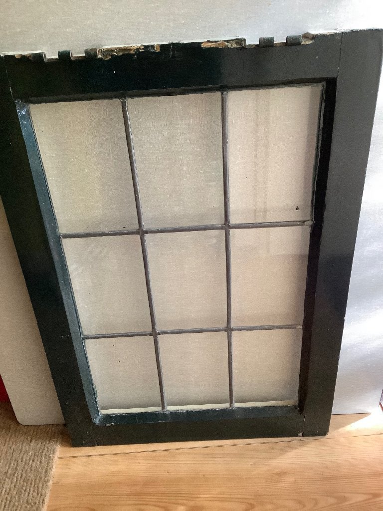 Vintage glas in lood raampje Bieden., Ophalen, Gebruikt, Minder dan 80 cm, Overige typen