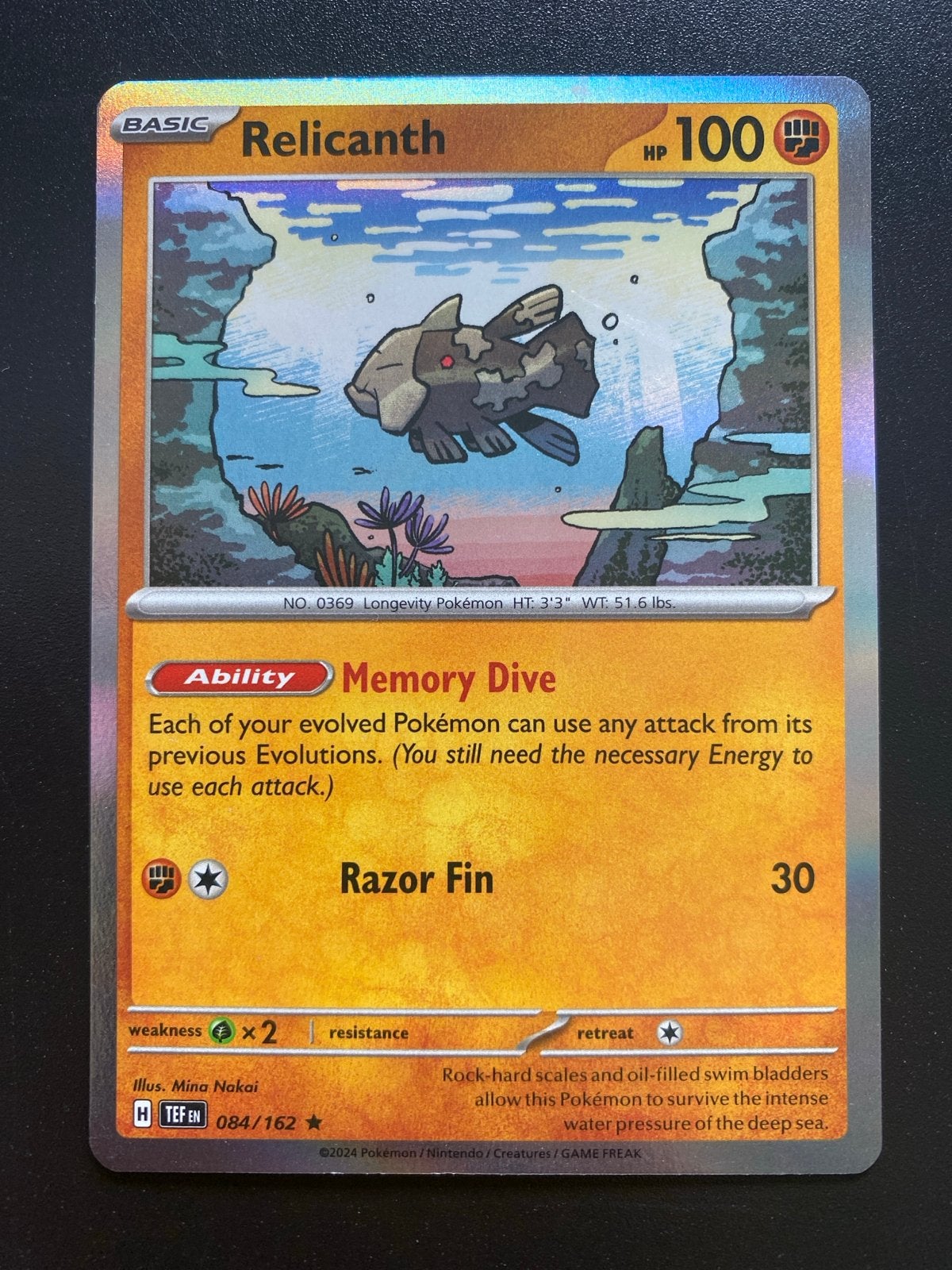 Relicanth 084/162 Holo Pokémon Temporal Forces, Ophalen of Verzenden, Zo goed als nieuw, Losse kaart, Foil