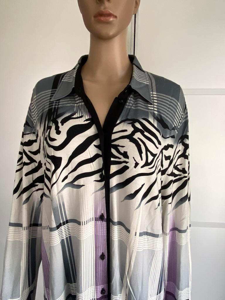 F836 Sommermann maat 50=XXL lang vest blouse wit/zwart/paars, Kleding | Dames, Sommermann, Wit, Maat 46/48 (XL) of groter, Ophalen of Verzenden
