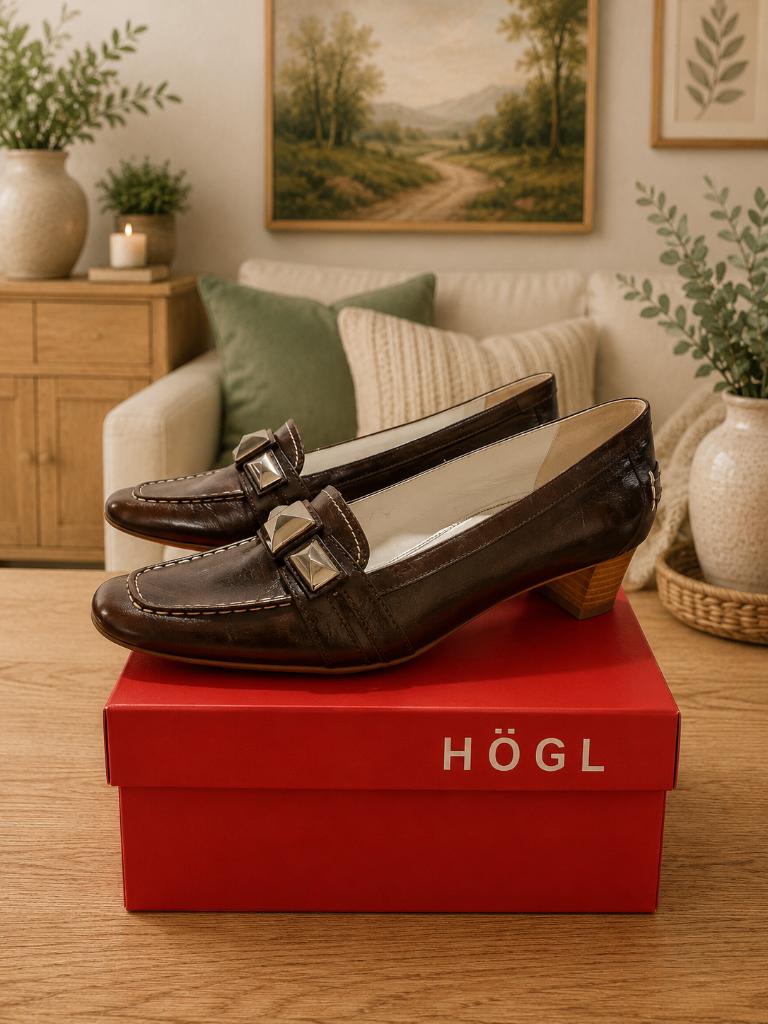 HÖGL Bruine Leren Pumps/Loafers – Elegant en Comfortabel, Bruin, Nieuw, HÖGL, Sandalen of Muiltjes
