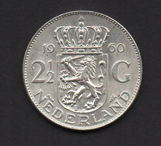 Zilveren Rijksdaalder 1960 Koningin Juliana (140), Koningin Juliana, Zilver, Ophalen of Verzenden, Losse munt
