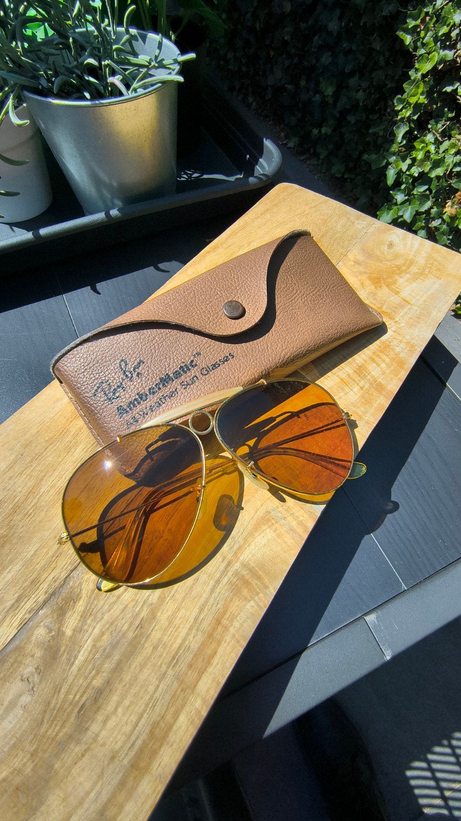 Vintage Ray-Ban B&L  USA Shooter Ambermatic maat 62-14, Ophalen of Verzenden, Zo goed als nieuw, Ray-Ban