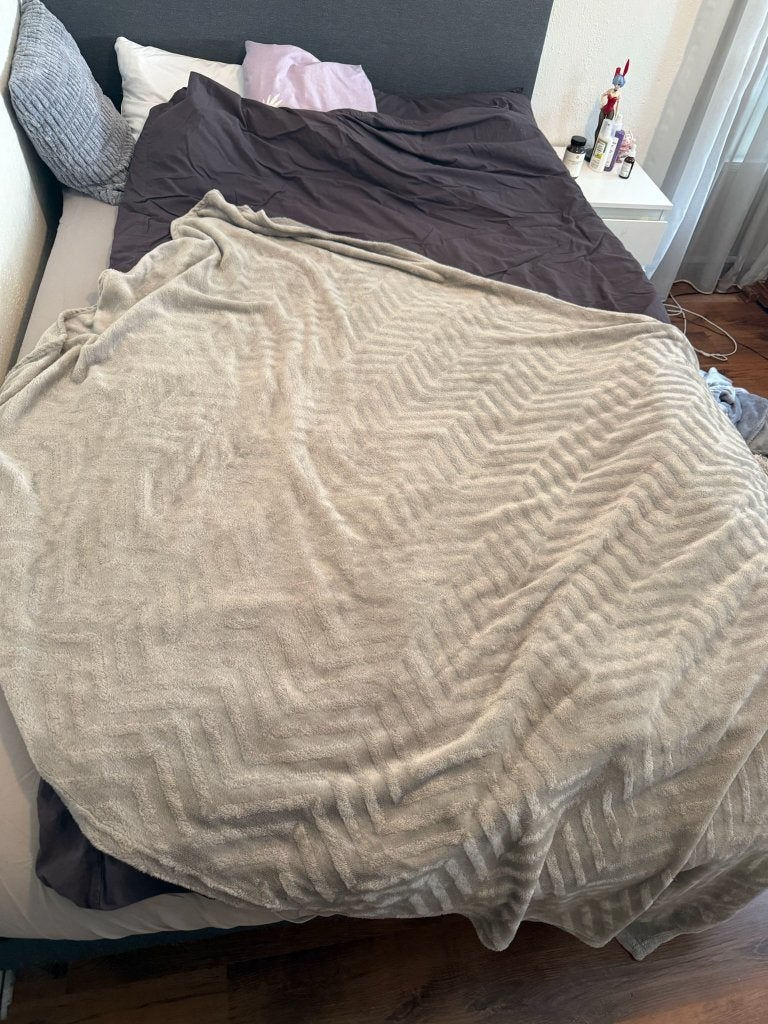 Plaid deken beige visgraat motief - fleece plaid, Ophalen of Verzenden, Gebruikt