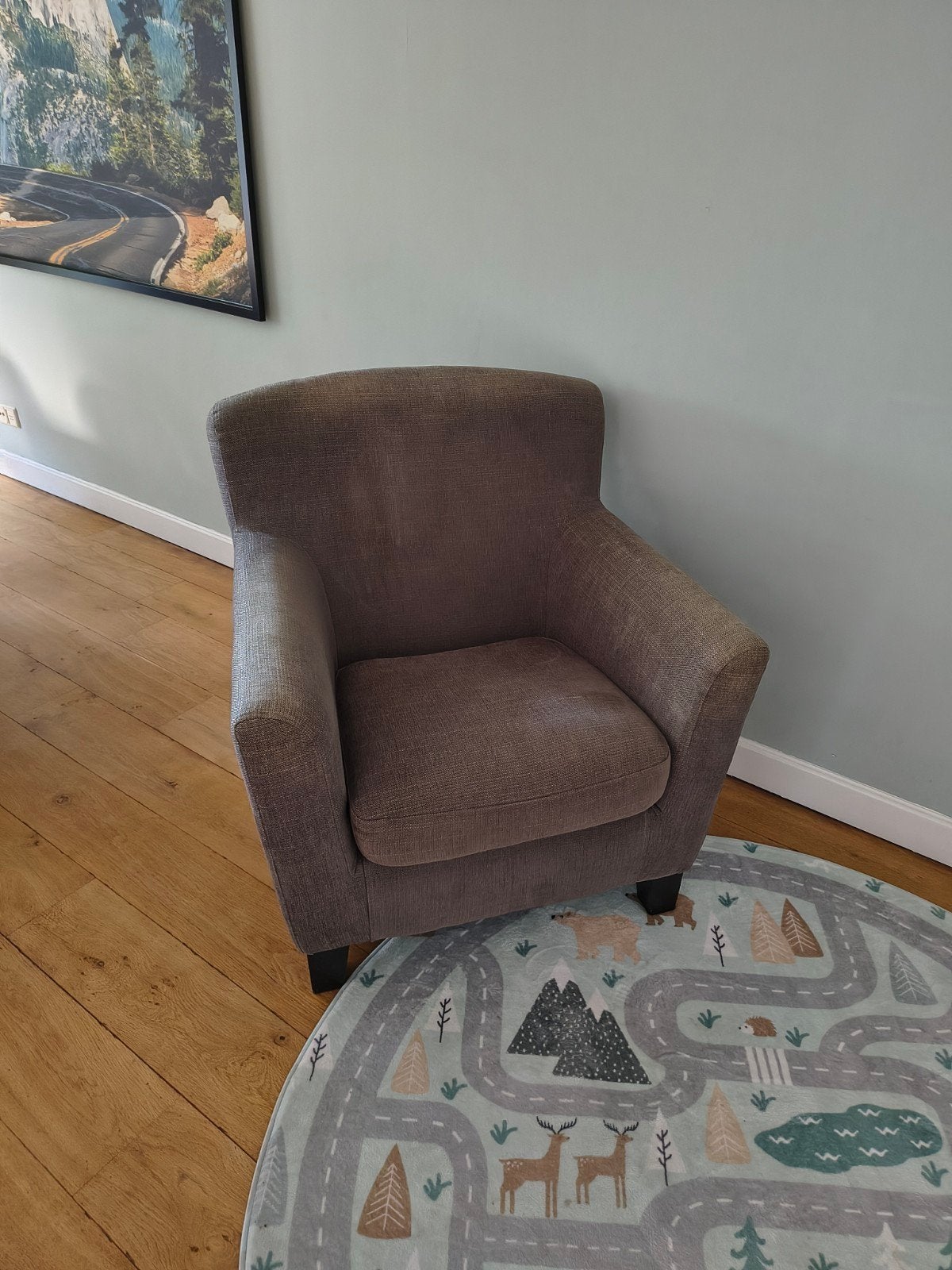 Comfortabele grijze fauteuil, Huis en Inrichting, Fauteuils, Ophalen, Gebruikt, 75 tot 100 cm, Modern, Tijdloos