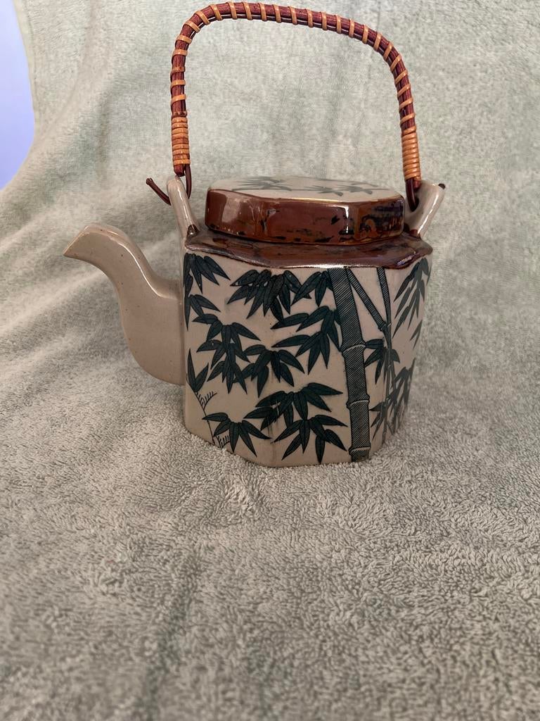 Vintage Japanse theepot met bamboe decoratie, Ophalen of Verzenden