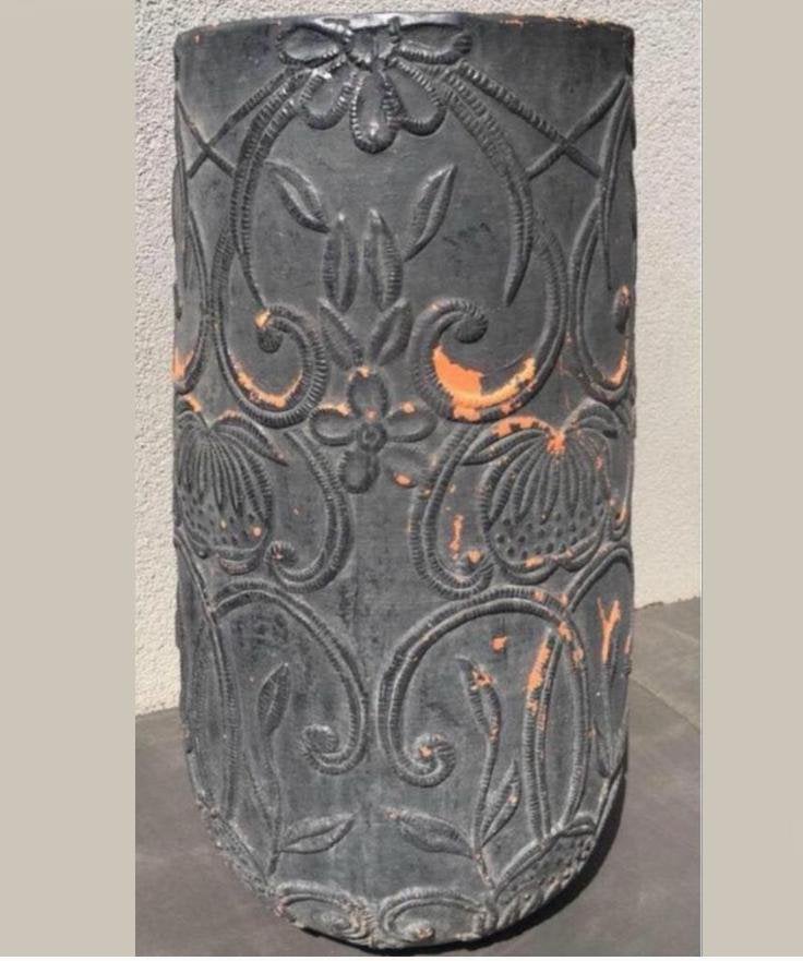 Grote terracotta bloempot vaas vintage 3D uniek 57,5cm, Tuin en Terras, Bloempotten, Ophalen, Zo goed als nieuw, Rond, Minder dan 40 cm