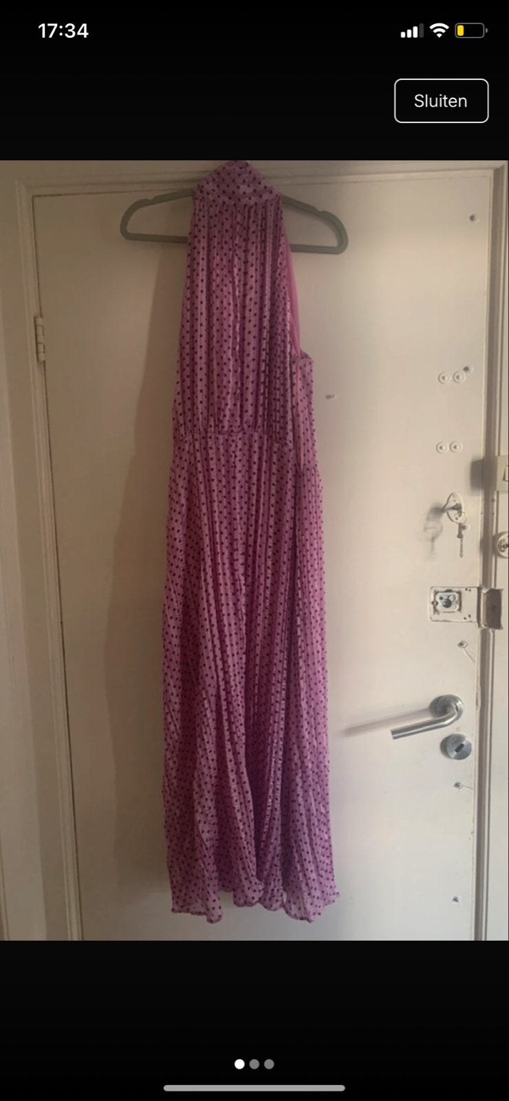 Zara maxi jurk lila met stippen maat XL, Kleding | Dames, Jurken, Ophalen of Verzenden, Maat 46/48 (XL) of groter, Paars