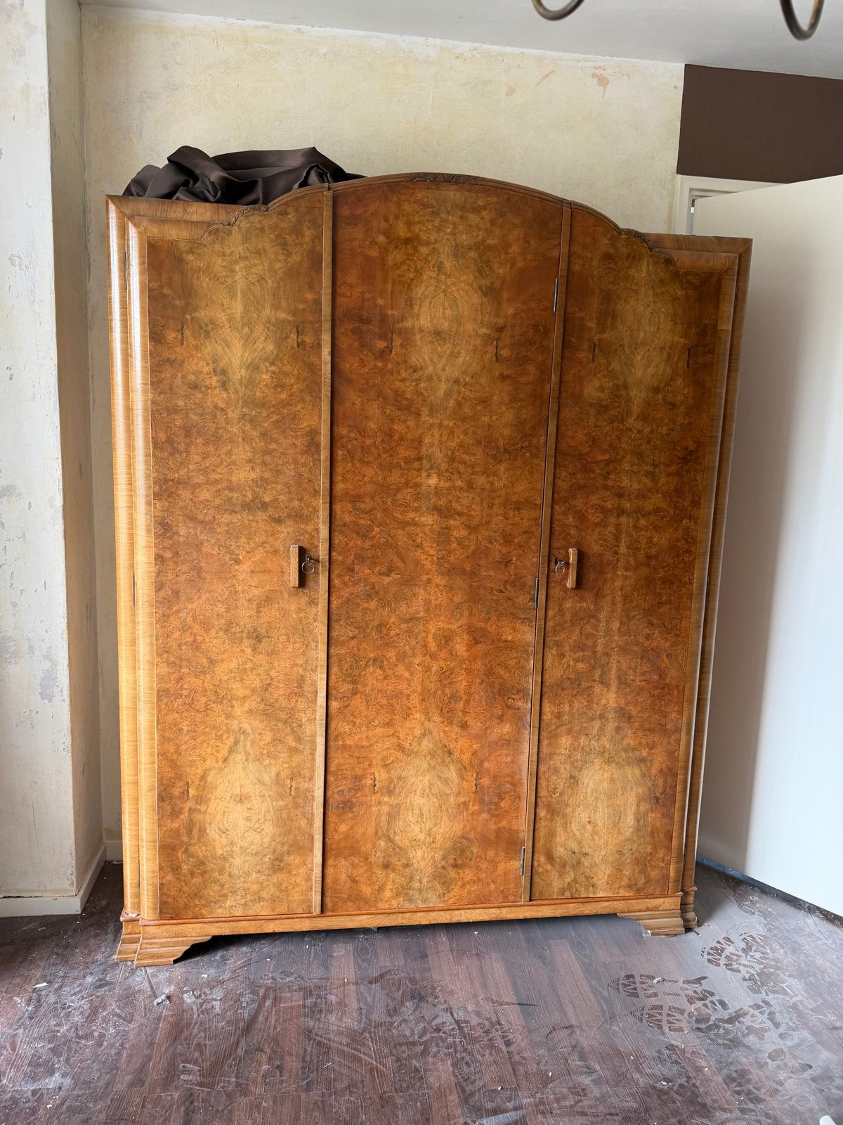 Art deco Vintage kledingkast met 3 deuren en spiegel, Ophalen