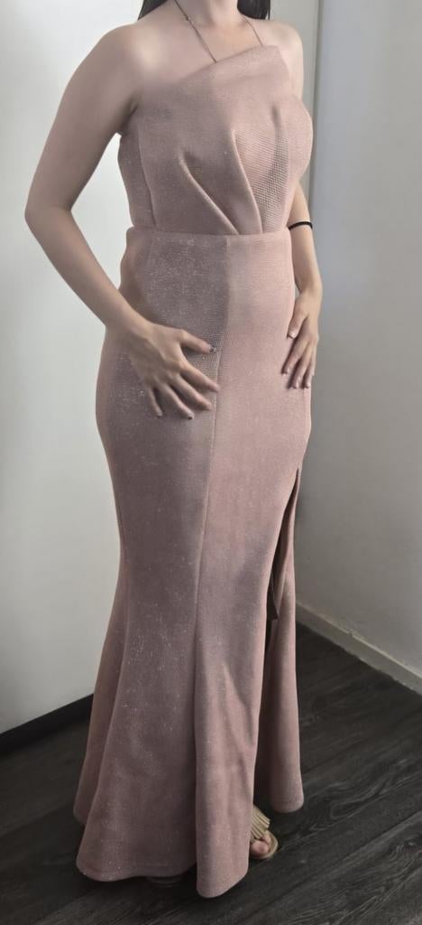 Roze/nude glitter gala/avond jurk. Maat S. Merk F&P., Ophalen of Verzenden, Zo goed als nieuw, Roze, Galajurk
