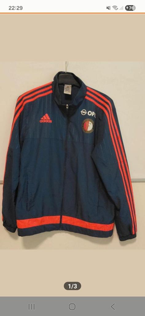 Adidas Feyenoord Trainingsjack - Maat m-l, Kleding | Heren, Sportkleding, Maat 52/54 (L), Blauw, Ophalen of Verzenden, Zo goed als nieuw