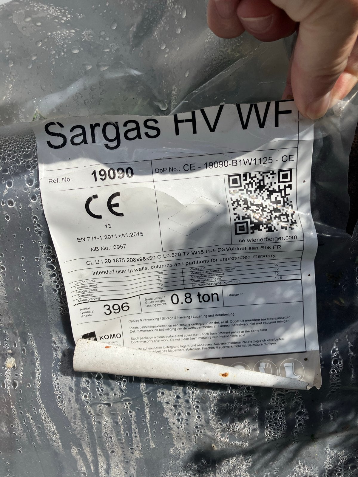 Sargas HV WF Bakstenen - Nieuw op pallet (0.8 ton), Doe-het-zelf en Verbouw, Ophalen of Verzenden, Nieuw, Bakstenen