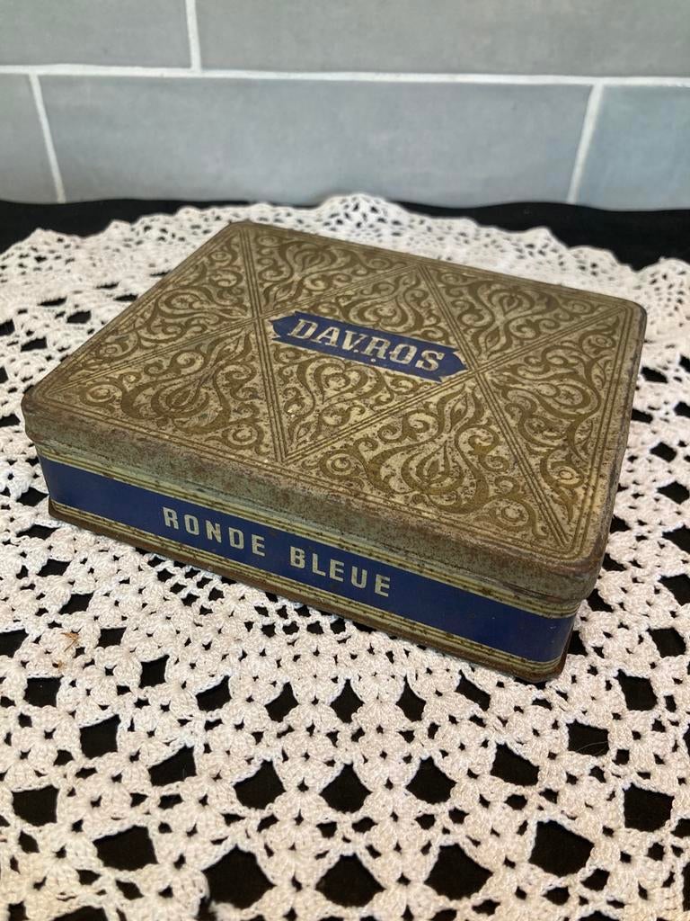 Vintage blikje Davros ronde bleu cigarettes (140426c), Ophalen of Verzenden, Gebruikt, Overige