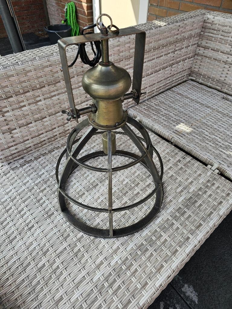 Brocante landelijke industriële hanglamp, Ophalen, Zo goed als nieuw