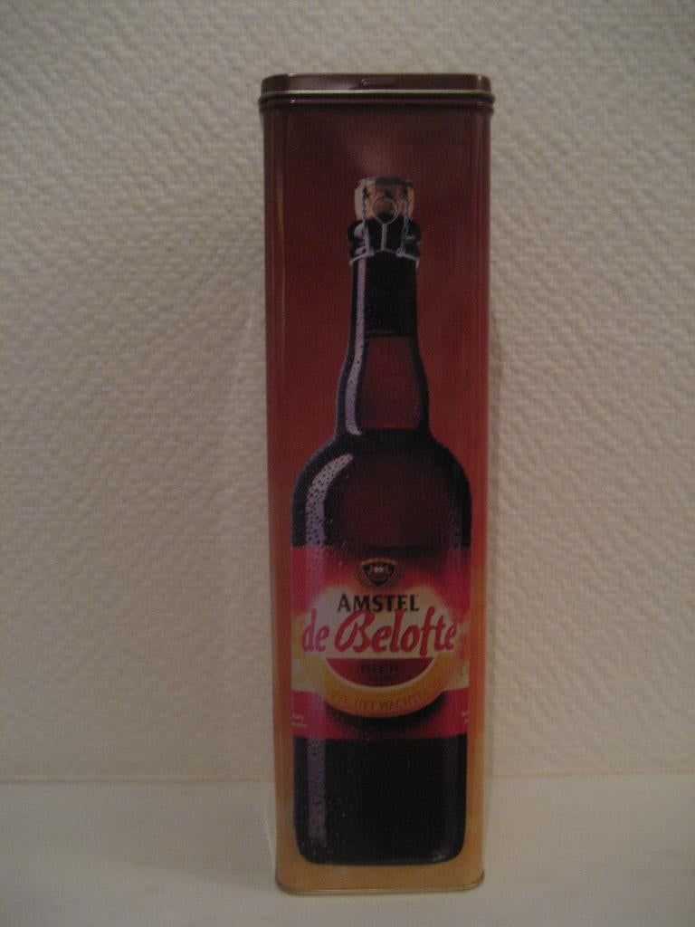 Bierblik + lege fles Amstel de Belofte, Ophalen of Verzenden, Flesje(s), Amstel