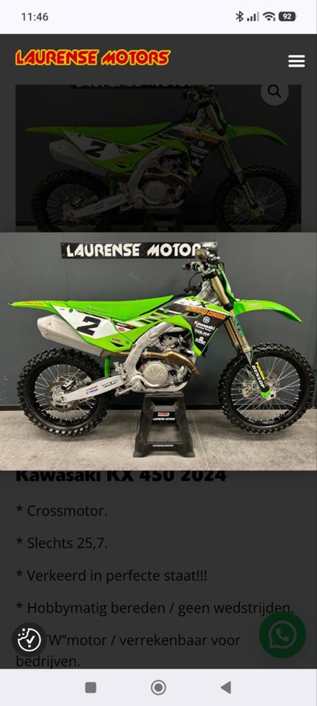 Kawasaki kxf 450 / 25,7 uur / btw motor / inruil mogelijk, Bedrijf, Crossmotor