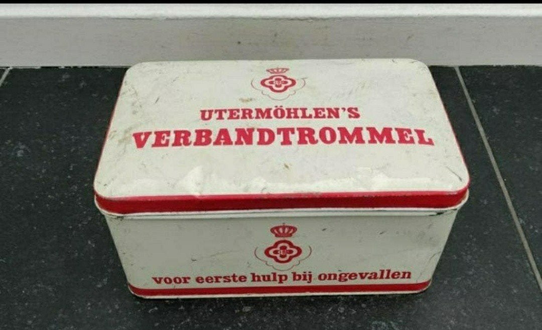 Uthermöhlen VERBAND-TROMMEL,crème,Wolvega,EHBO,Amsterdam, Ophalen of Verzenden, Gebruikt, Overige