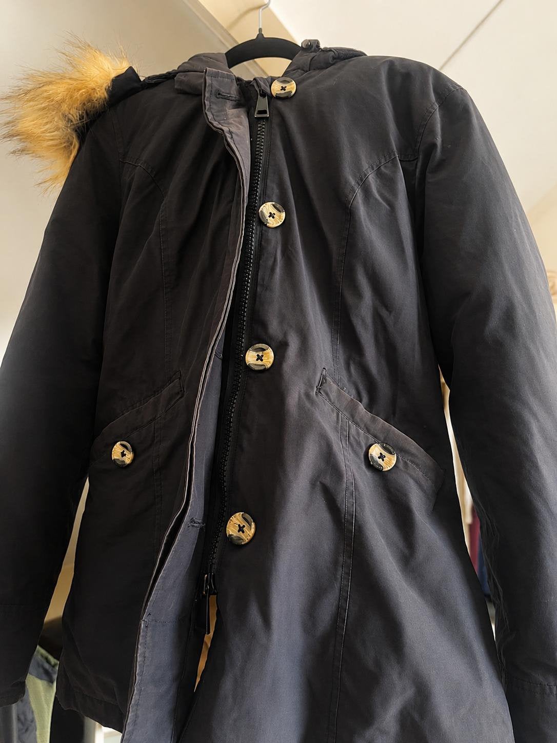 pocket parka jas, Ophalen of Verzenden, Zo goed als nieuw, Zwart