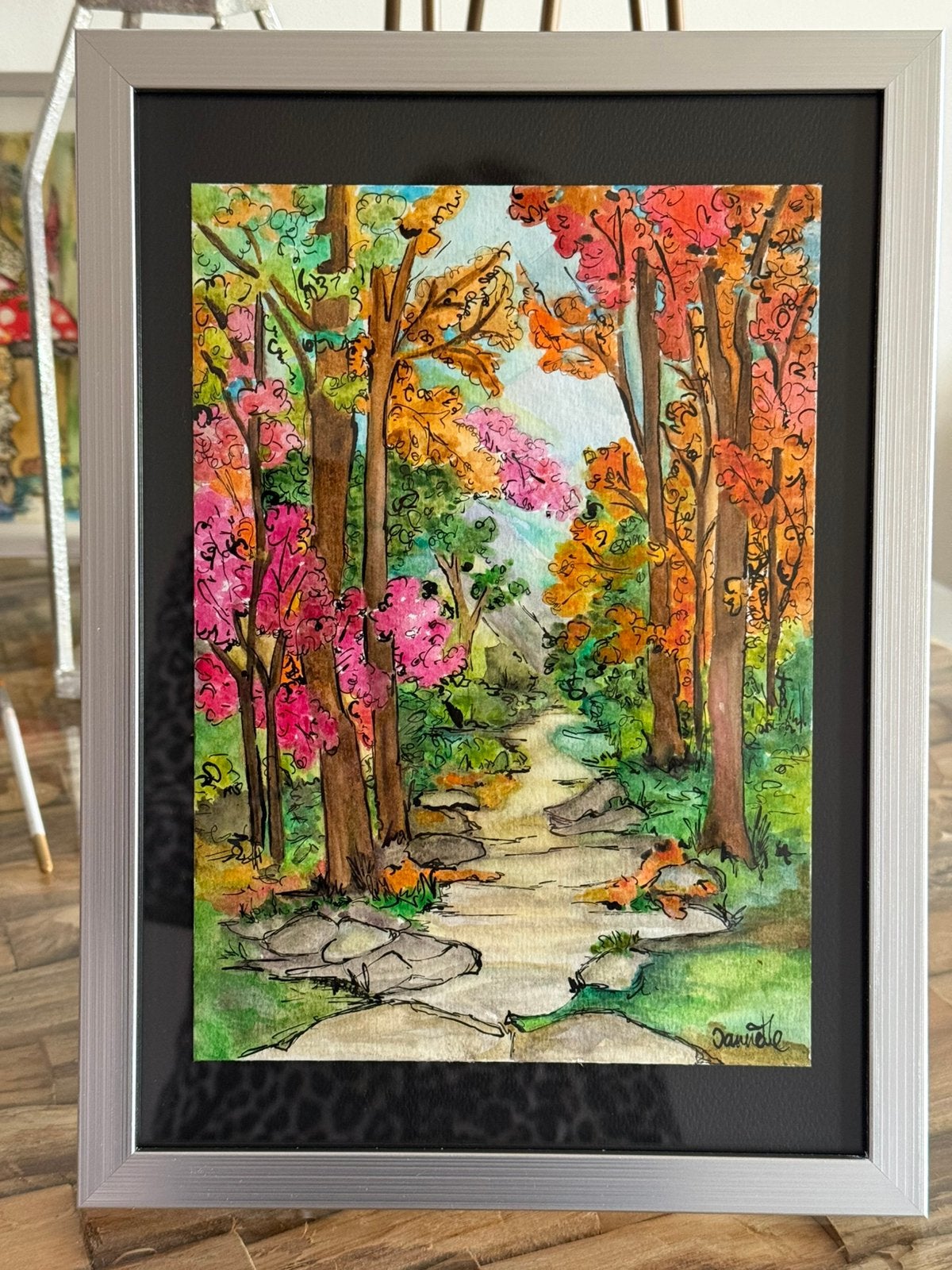 Herfstbos Aquarel in lijst, Verzenden
