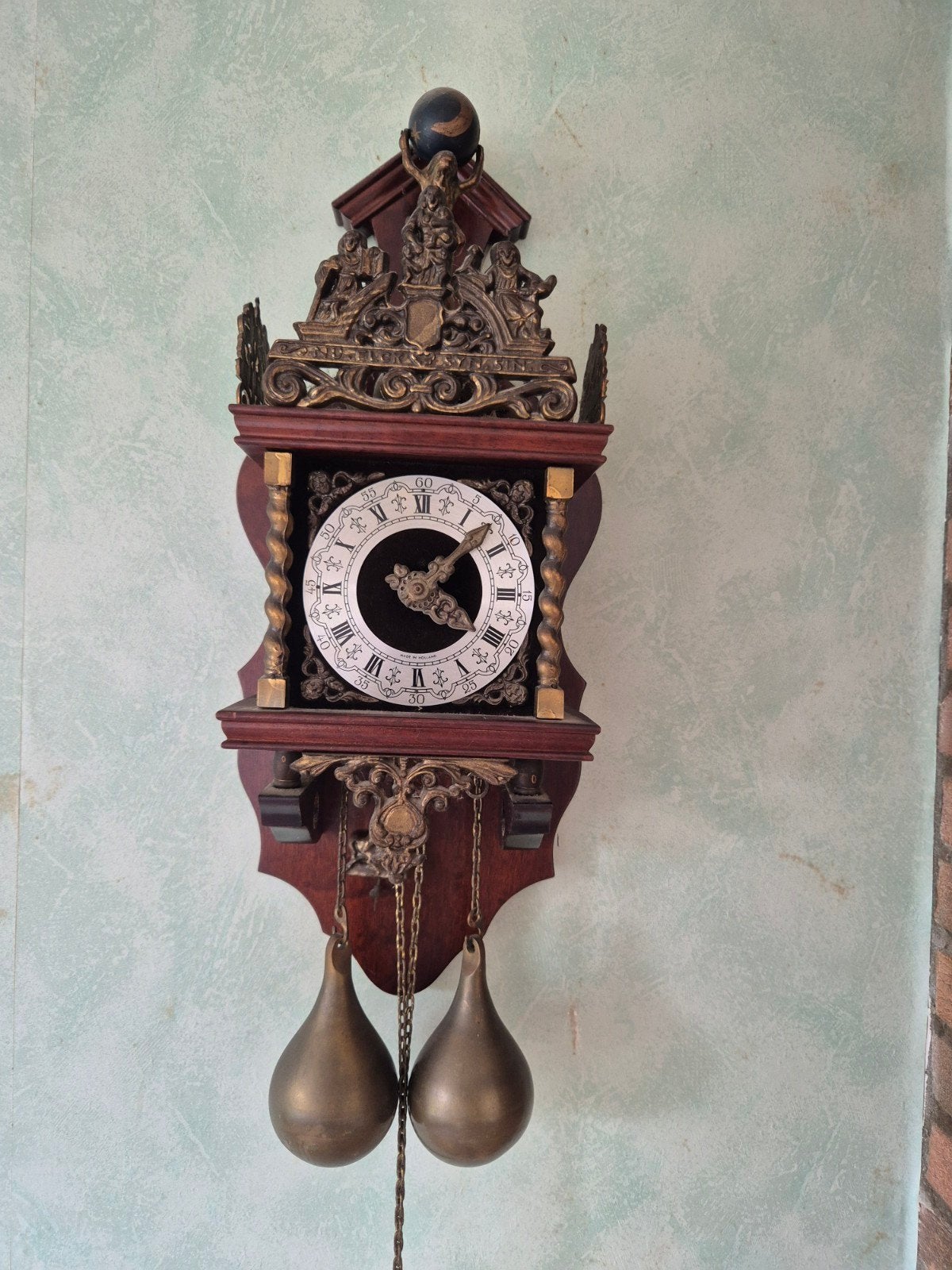 Antieke Friese Staartklok - Prachtig Houten Wandklok, Ophalen of Verzenden