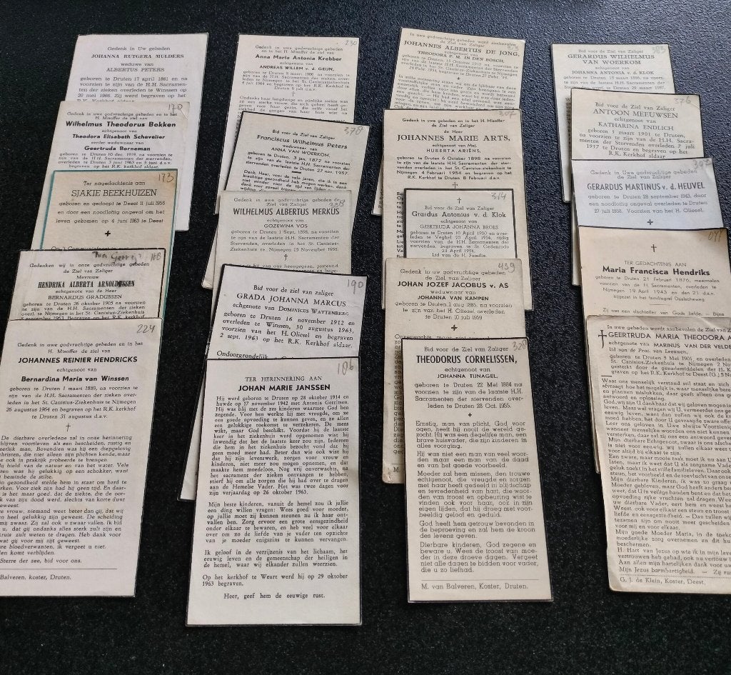 97 oude bidprentjes Geboren Druten (Gld), Verzamelen, Ophalen of Verzenden