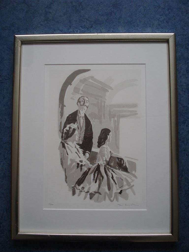 Zeefdruk, theater, signatuur onbekend, gelijst, Antiek en Kunst, Kunst | Litho's en Zeefdrukken, Ophalen