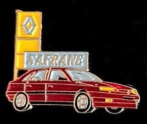 Renault Safrane- rood-geel gelakt, Verzenden, Transport, Speldje of Pin