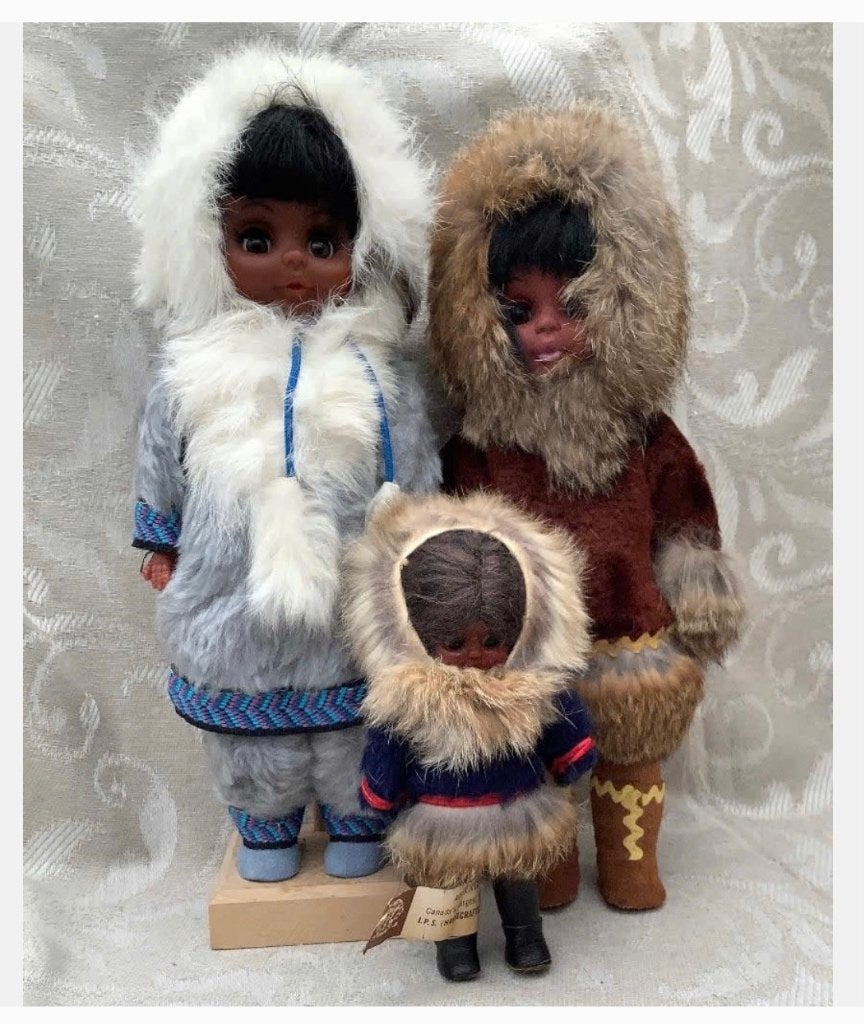 3 x vintage Eskimo- Inuit poppen, jaren ‘60, verzamelobject, Ophalen of Verzenden, Zo goed als nieuw, X, Pop