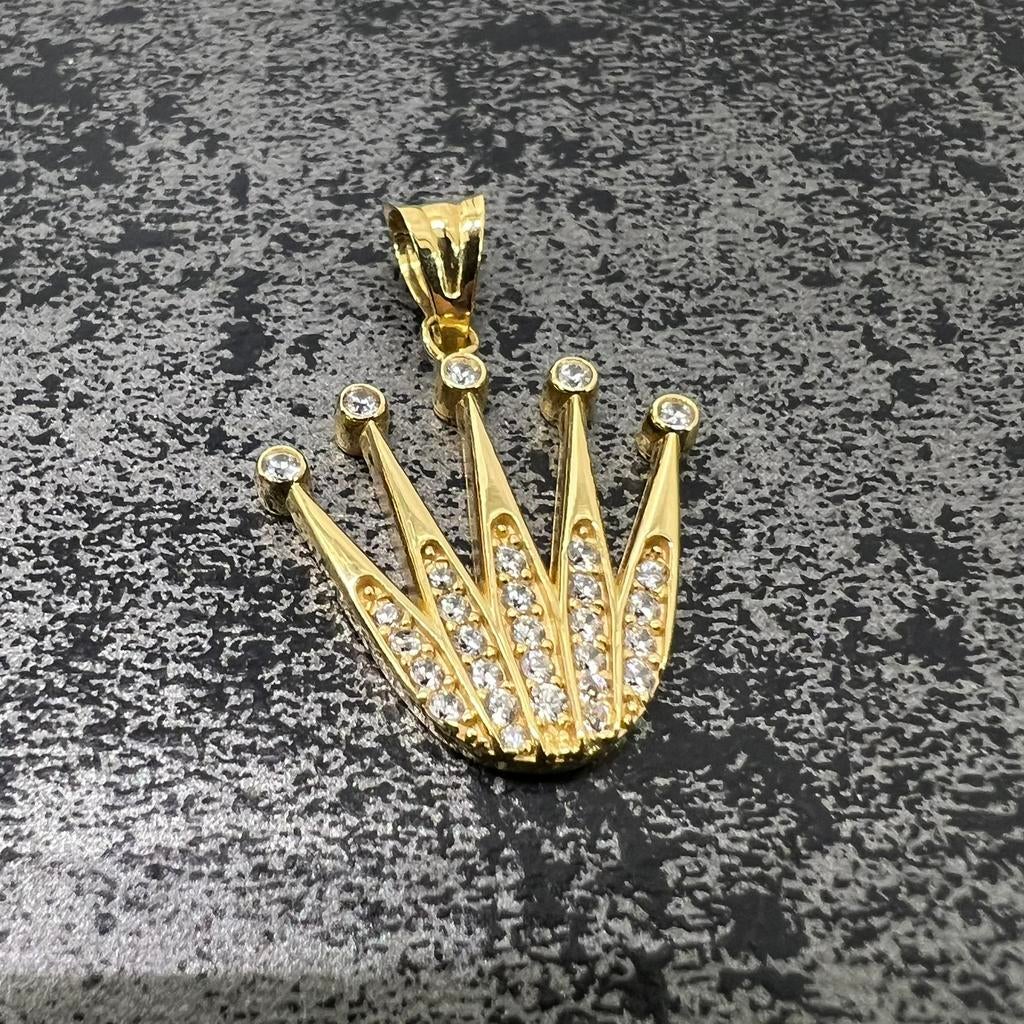 18 karaat gouden hanger kroon rolex kettinghanger, Ophalen of Verzenden, Zo goed als nieuw, Goud, Kruis of Symbool