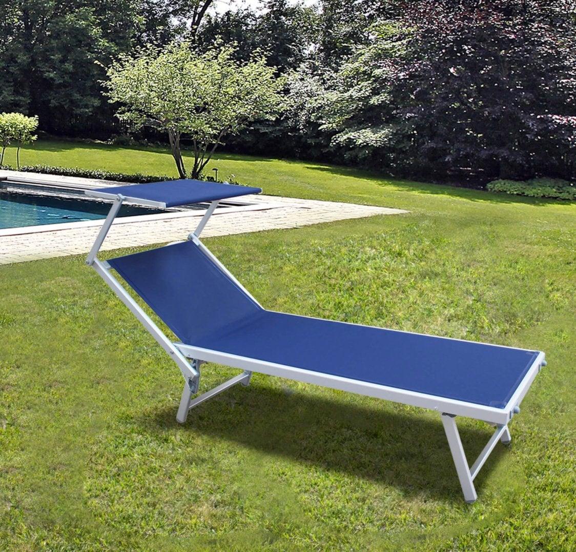 Strandbedden ligbed verstelbaar met zonneklep, Tuin en Terras, Ophalen of Verzenden, Nieuw, Aluminium, Verstelbaar