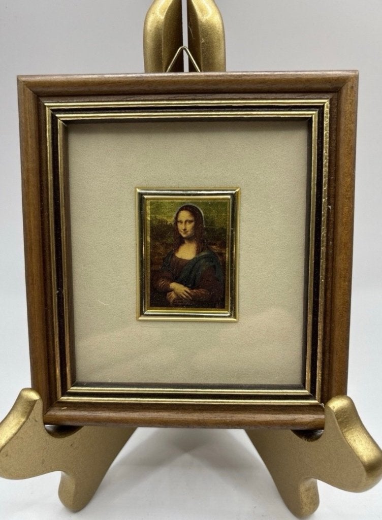 Mona Lisa Chromolithografie op 23 Karaat Bladgoud, Minder dan 50 cm, Oorspronkelijke maker, Ophalen of Verzenden, 5 – 50
