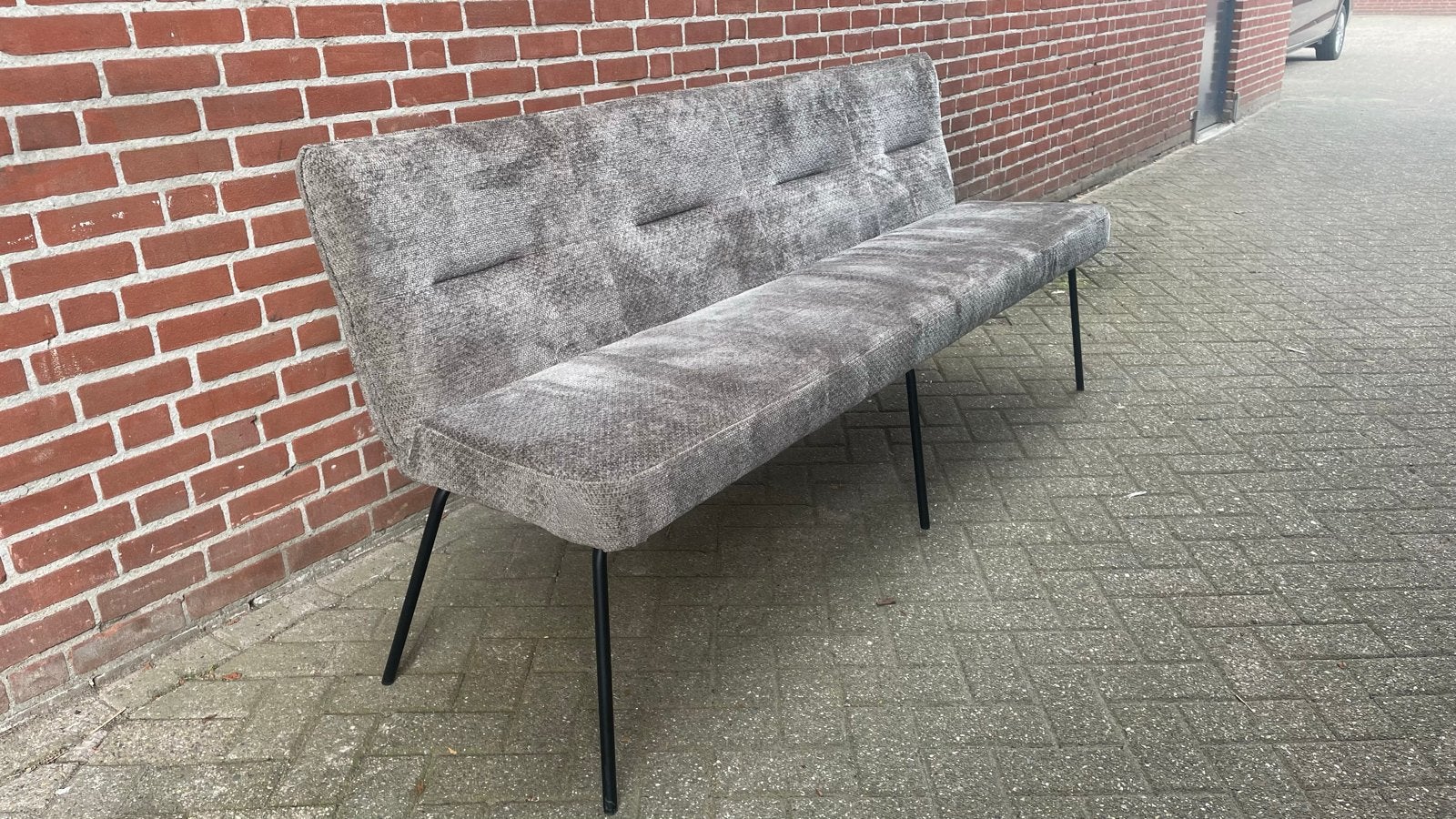 Luxe eetkamerbank Movie Taupe 200cm - Nieuw, Ophalen, Nieuw, Overige kleuren, Stof
