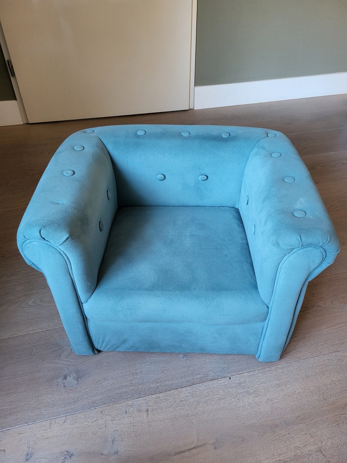 Blauwe velvet kinderstoel (Xenos), Ophalen, Zo goed als nieuw, Overige typen