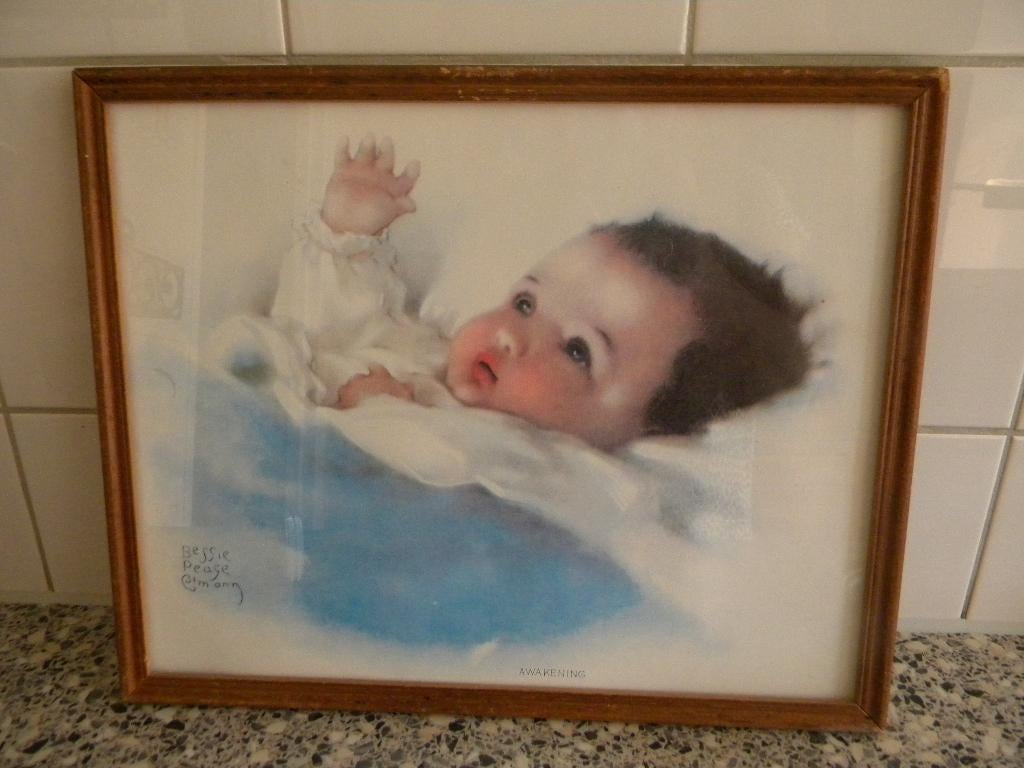 BABY SCHILDERIJ BABY PRENT BESSIE PEASE GUTMANN € 15,00, Minder dan 50 cm, Gebruikt, Ophalen of Verzenden, Schilderij