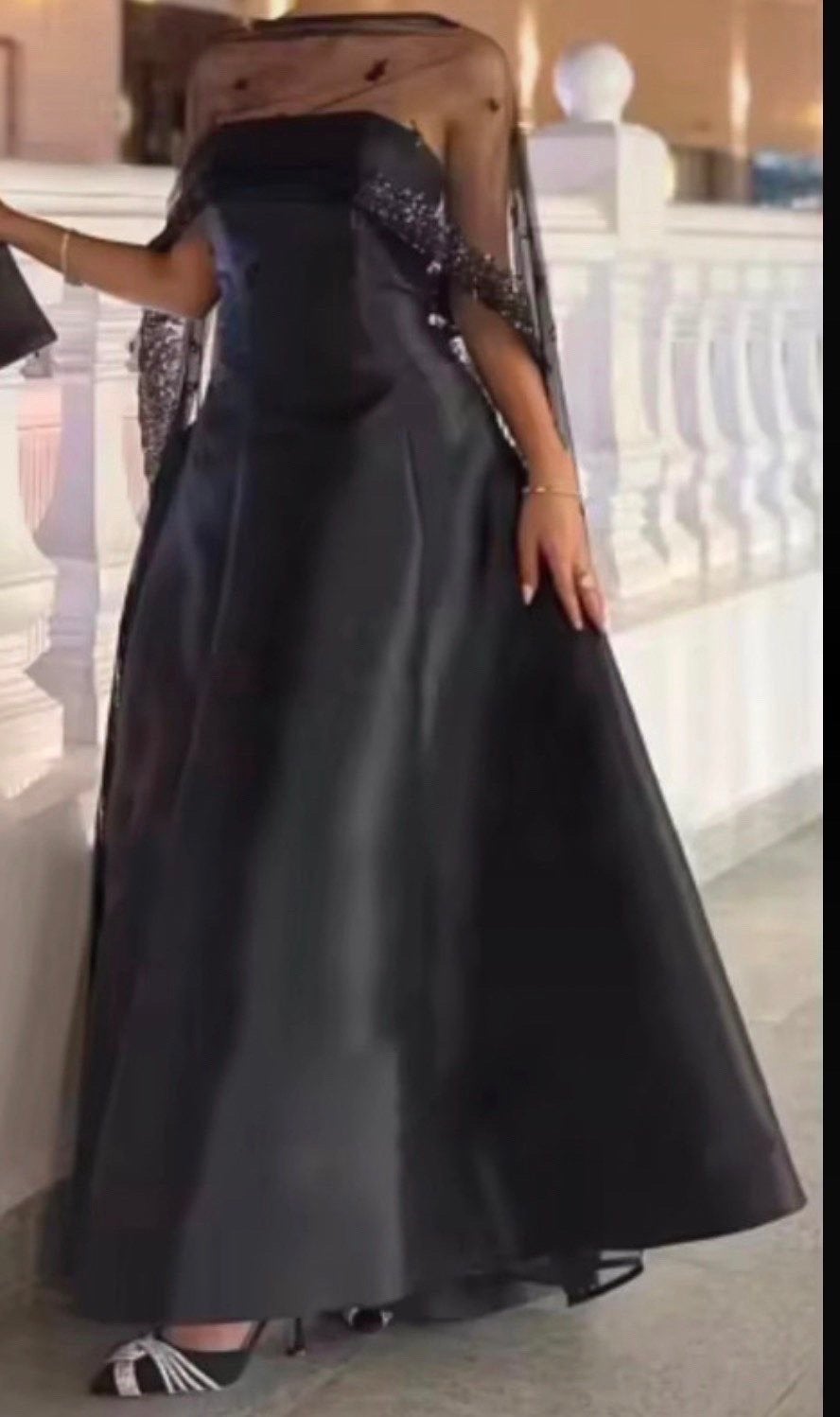 Elegante Zwarte Avondjurk met Glitter Details, Kleding | Dames, Maat 38/40 (M), Galajurk, Zwart, Ophalen of Verzenden