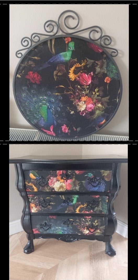Barok kastje bloemen en vogels met bijpassend schilderij, Ophalen