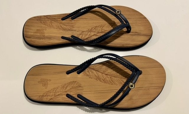 IF blauwe teenslipper met beige zool (maat 41), Kleding | Dames, Slippers, Nieuw, Ophalen of Verzenden, Impuls Fashion
