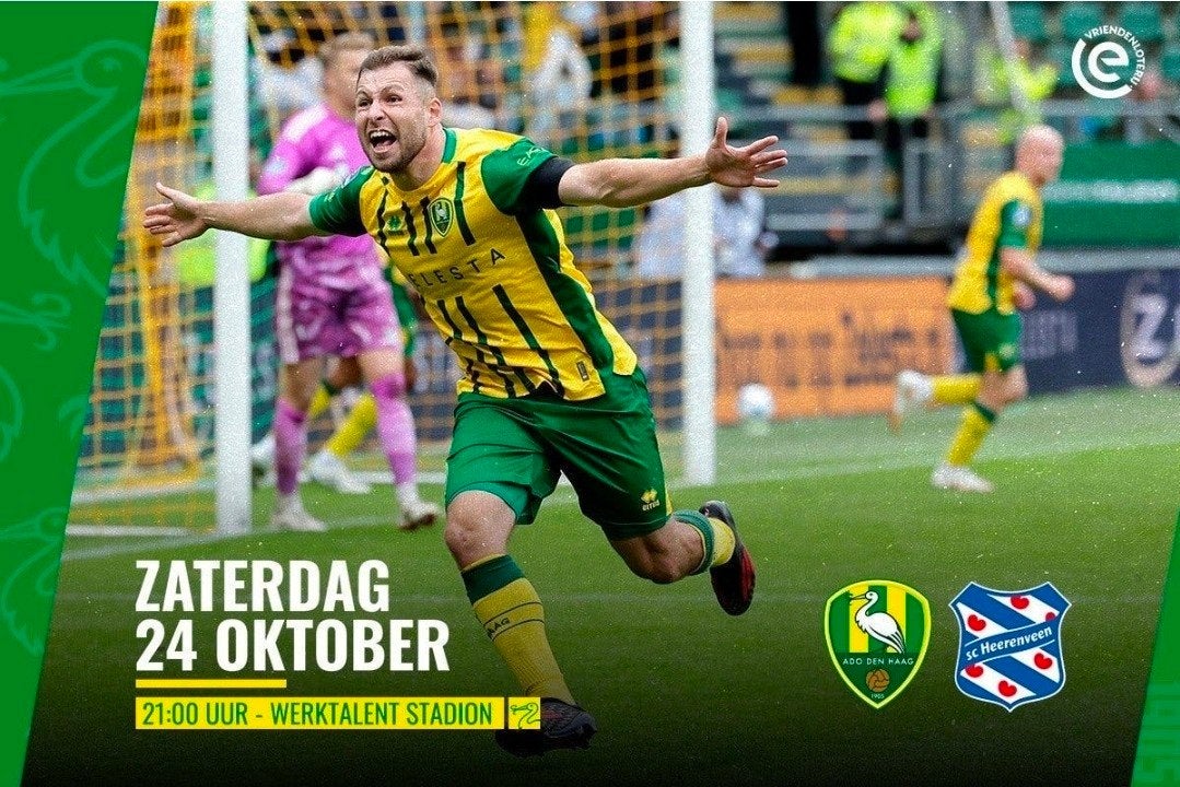 Ticket ADO - Heerenveen, Midden noord vrije zit keuze, Eén persoon, Ticket of Toegangskaart