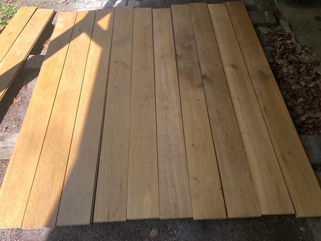 Massief Eiken Parket Rustiek 18mm - Duurzaam en Stijlvol, Parket, Gebruikt, Ophalen of Verzenden, 10 m² of meer