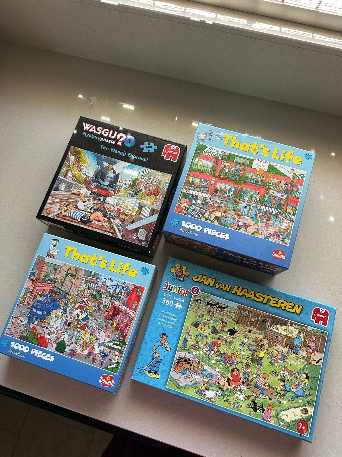 Puzzelcollectie: Jan van Haasteren, That's Life, Wasgij, Ophalen of Verzenden, 500 t/m 1500 stukjes, Gebruikt, Legpuzzel